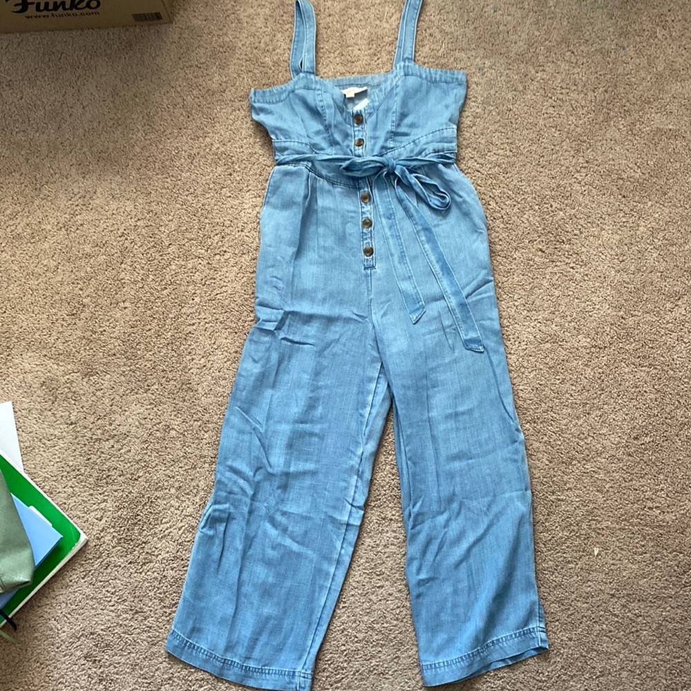NWT Size 0P Chambray LOFT Button Jumpsuit